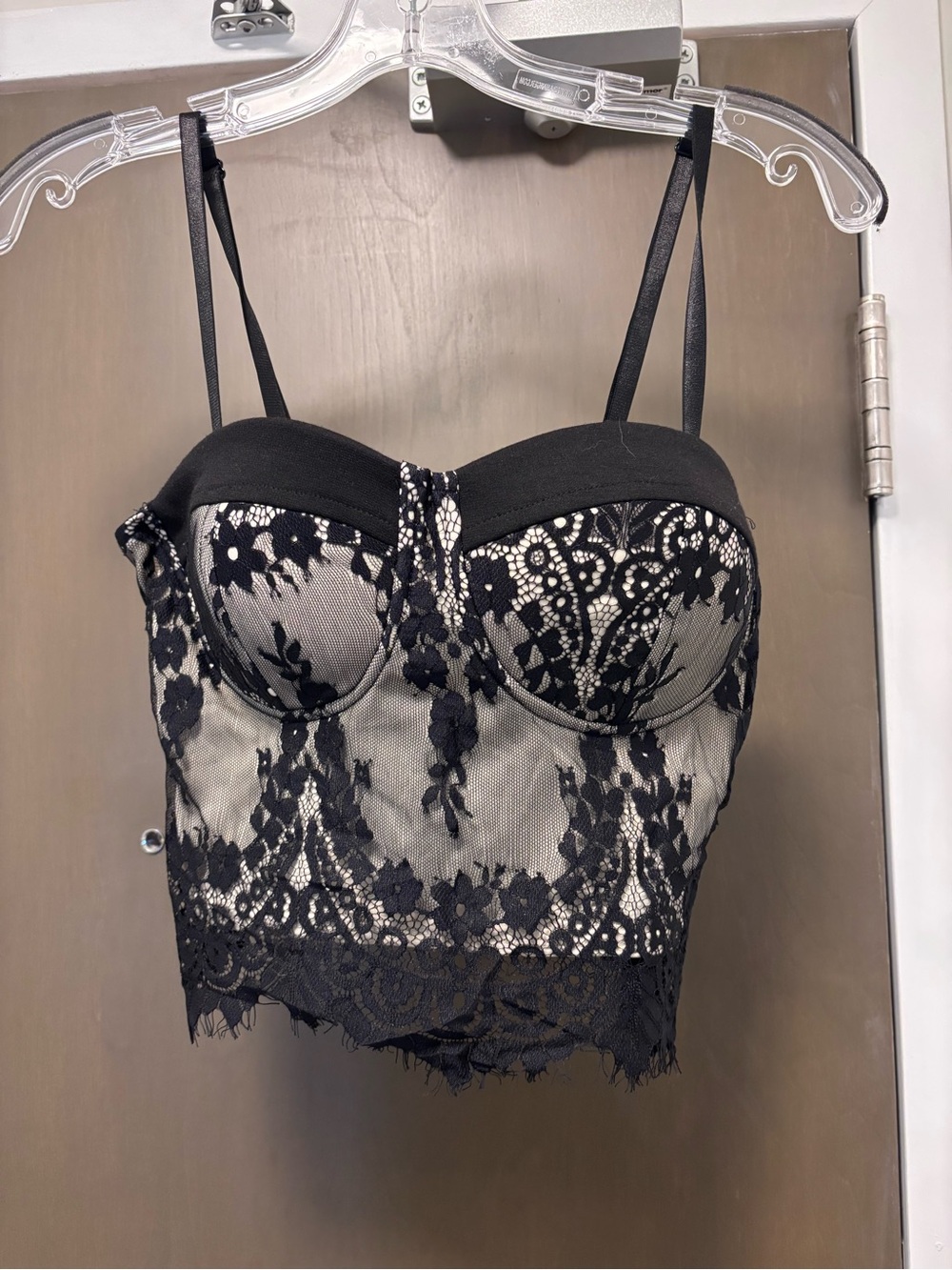 Black Lace Bustier Crop Top